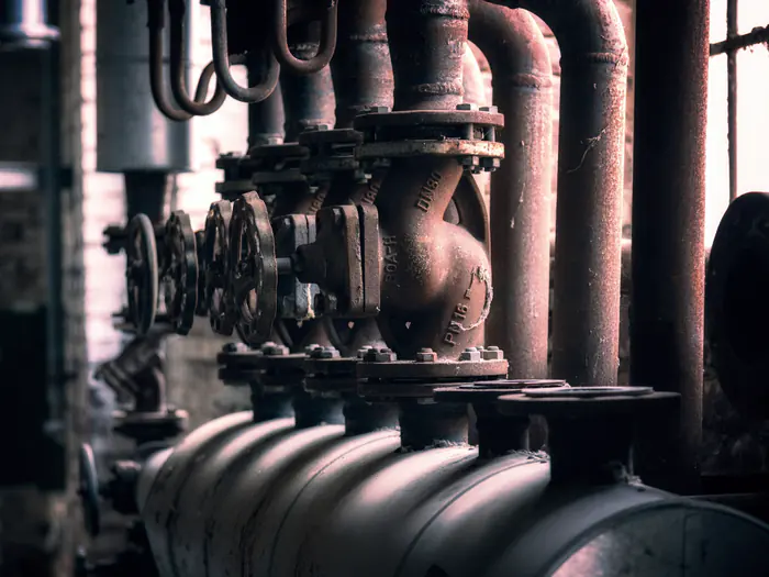 Boiler room piping and valves